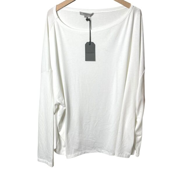 AllSaints Rita T Shirt Long Sleeve Drop Shoulder Designer Oversize Tee Top Large - Picture 3 of 11